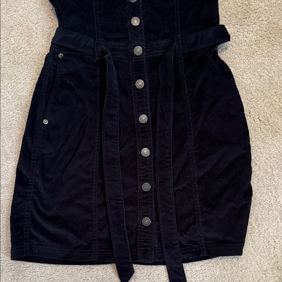 Abercrombie & Fitch Black Velvety Mini Dress with Button Detail - Picture 3 of 7